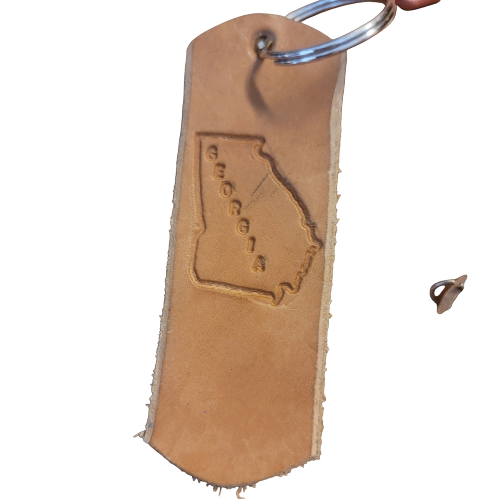 Tan Leather Georgia Keychain.